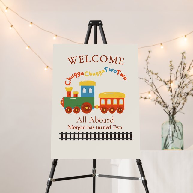 2nd Birthday Colorful Train Chugga Choo Two Foam Board (In Situ (Stand))