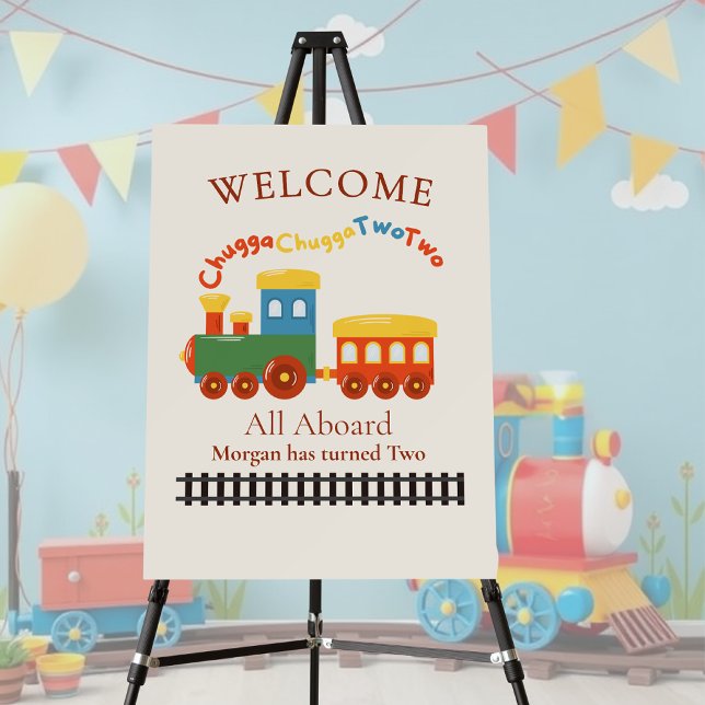 2nd Birthday Colorful Train Chugga Choo Two Foam Board (Creator Uploaded)