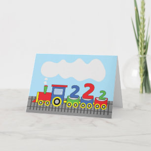 2nd Birthday Colorful Train on Track Card
