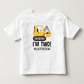 2nd Birthday Construction Bulldozer Personalized Toddler T-shirt by MainstreetShirt at Zazzle
