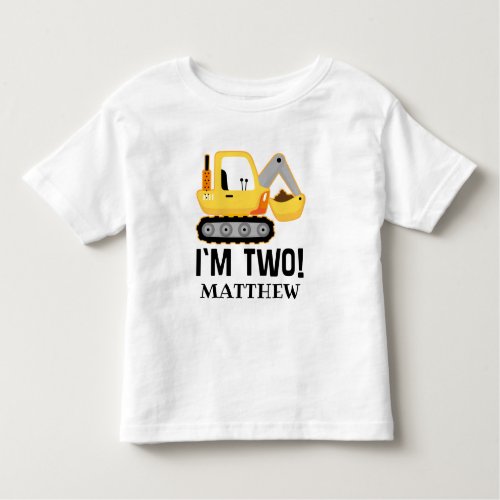 2nd Birthday Construction Bulldozer Personalized Toddler T_shirt