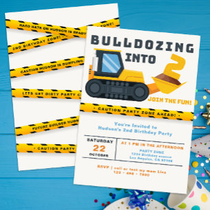 2nd Birthday Construction Party Invitation