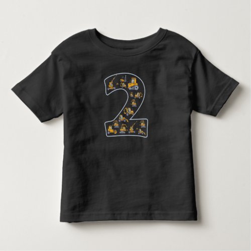 2nd birthday construction site crane 2 years old toddler t_shirt
