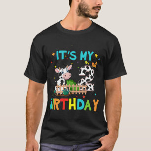 2nd Birthday Cow 2 Year Old Birthday T-Shirt