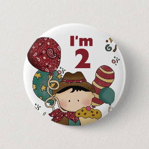 2nd Birthday Cowboy T-shirts and Gifts Button