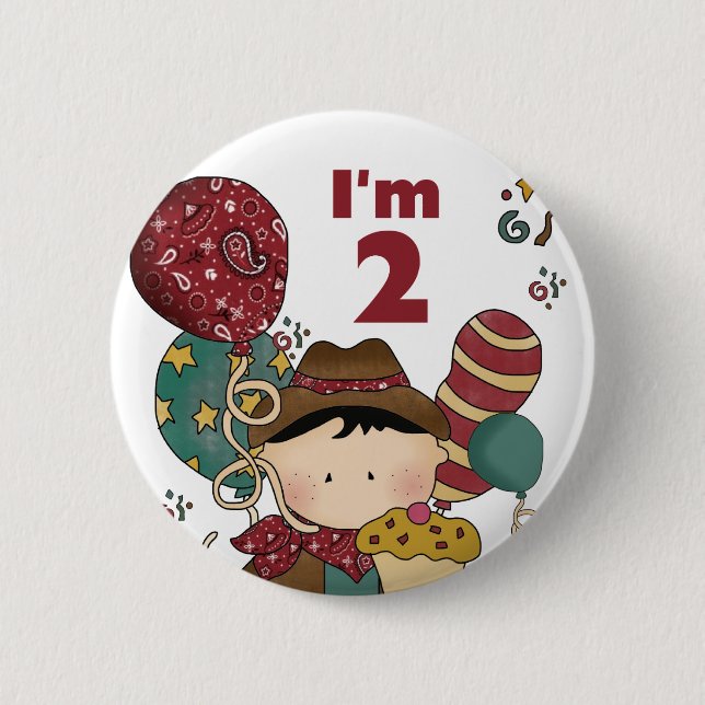 2nd Birthday Cowboy T-shirts and Gifts Button (Front)