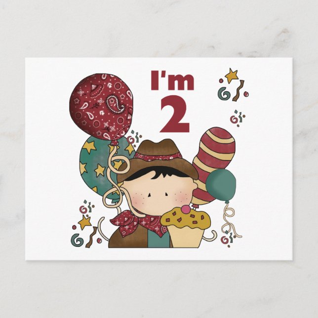 2nd Birthday Cowboy T-shirts and Gifts Postcard (Front)