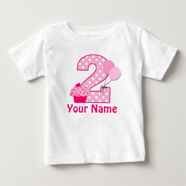 2nd Birthday Cupcake Girls Personalized T-shirt (Front)
