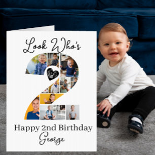 2nd Birthday custom Photo Collage Keepsake Card
