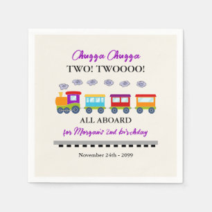 2nd Birthday Cute Colorful Train Napkins
