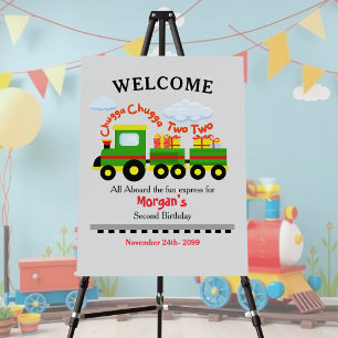 2nd Birthday Cute Colorful Train With Presents Foam Board