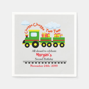 2nd Birthday Cute Colorful Train With Presents Napkins