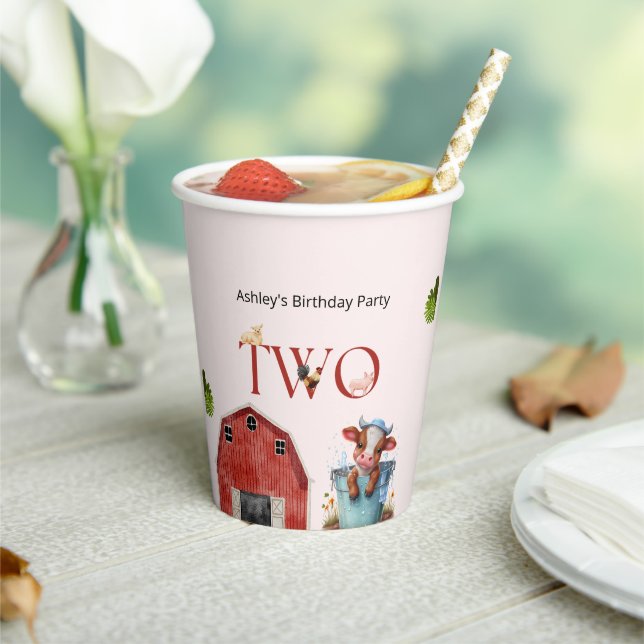 2nd Birthday Cute Cow Farm Barn Party   Paper Cups (Insitu)
