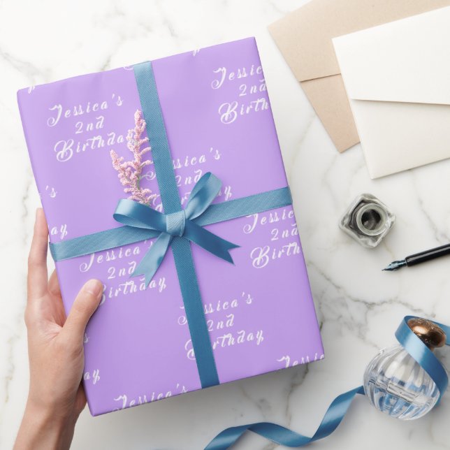 2nd Birthday Cute Girly Purple Simple Violet Girl Wrapping Paper (Gifting)