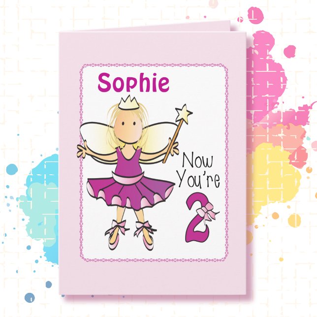 2nd Birthday Cute Pink Ballerina Sweet Adorable  Card (Creator Uploaded)