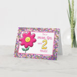 2nd Birthday Cute Pink Flower And Card at Zazzle