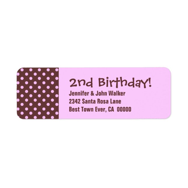 2nd Birthday Cute Polka Dot Pattern Label (Front)
