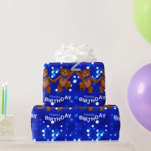 2nd Birthday Dancing Teddy Bears Wrapping Paper