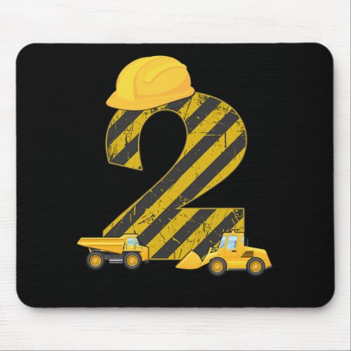 2nd Birthday Digger 2 Years Builder Excavator Gift Mouse Pad