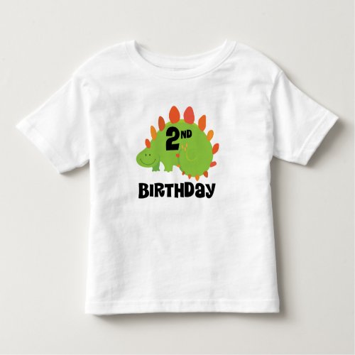 2nd Birthday Dinosaur 2 Year Old Tshirt