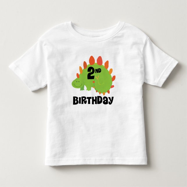 2nd Birthday Dinosaur 2 Year Old Tshirt (Front)