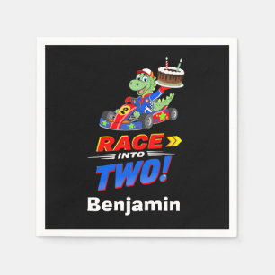 2nd Birthday Dinosaur Race Car Ready Set  Napkins