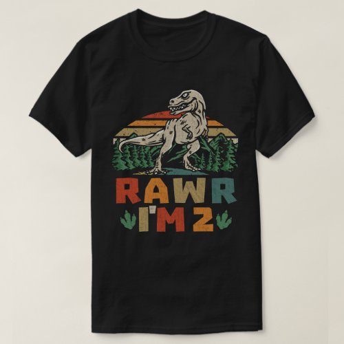  2nd Birthday Dinosaur T Rex Rawr Im 2 For Boys T_Shirt