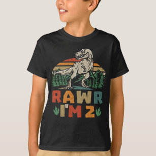  2nd Birthday Dinosaur T Rex Rawr I'm 2 For Boys T-Shirt