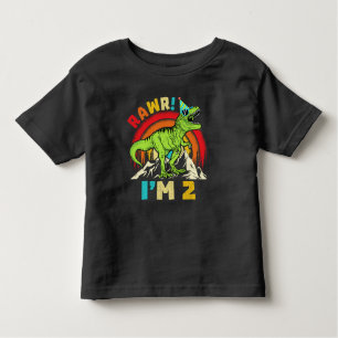  2nd Birthday Dinosaur T Rex Rawr I'm 2 For Boys Toddler T-shirt