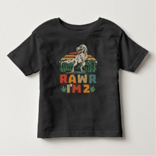  2nd Birthday Dinosaur T Rex Rawr I'm 2 For Boys Toddler T-shirt