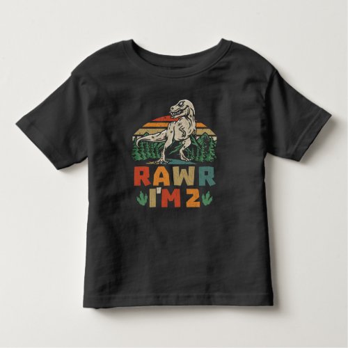  2nd Birthday Dinosaur T Rex Rawr Im 2 For Boys Toddler T_shirt