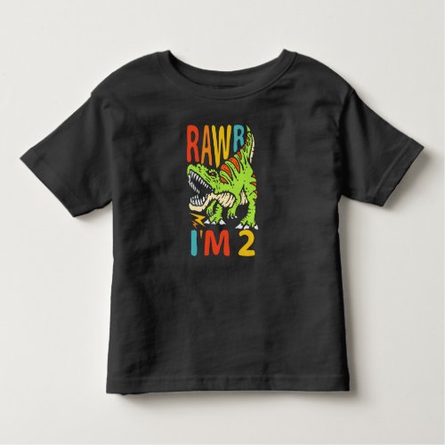  2nd Birthday Dinosaur T Rex Rawr Im 2 For Boys  Toddler T_shirt