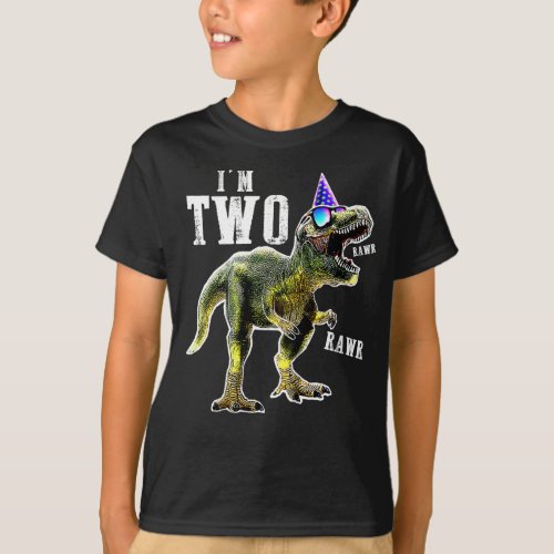 2ND birthday Dinosaur T_rex Shirt 2 year old Birth