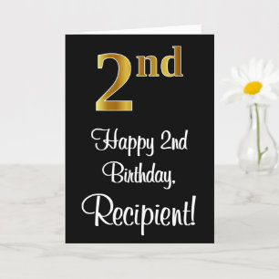 2nd Birthday ~ Elegant Luxurious Faux Gold Look # Card
