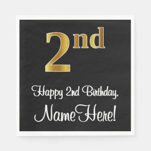 2nd Birthday ~ Elegant Luxurious Faux Gold Look # Napkins