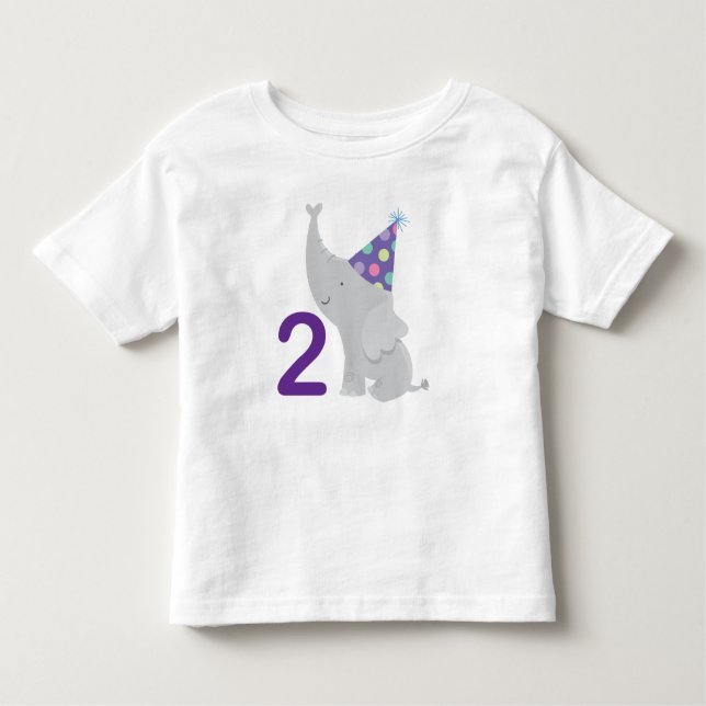 2nd Birthday Elephant 2 Year Old Tshirt (Front)