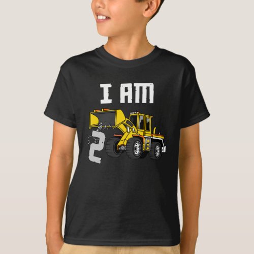 2nd birthday Excavator construction 2 years old T_Shirt