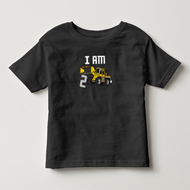 2nd birthday Excavator construction 2 years old Toddler T-shirt (Front)