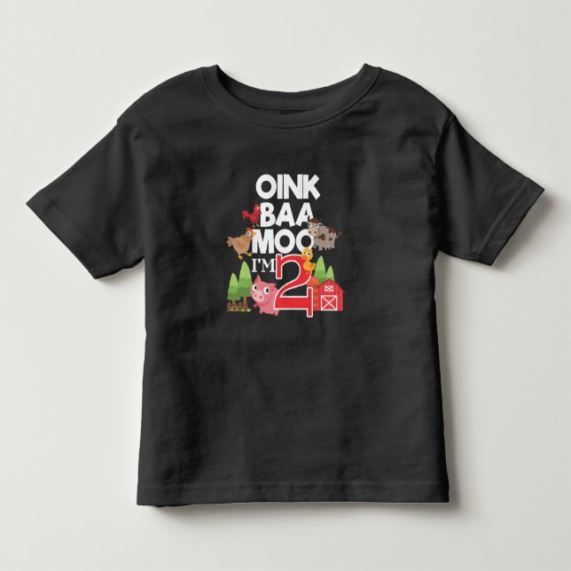 2nd Birthday Farm Animal 2 Years old Toddler T-shirt (Front)