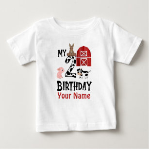 2nd Birthday Farm Animals Personalized Baby T-Shirt