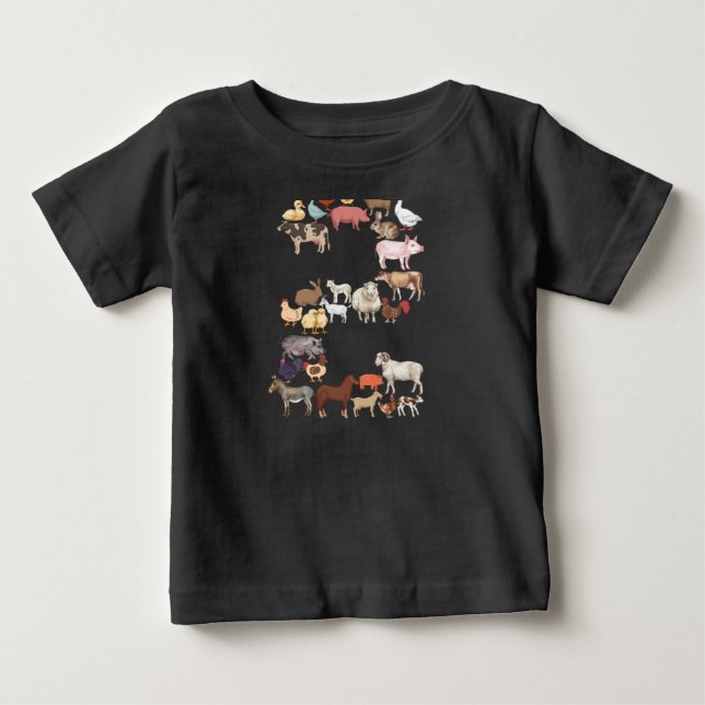 2nd Birthday Farm Animals Theme 2 Year Old Bday Baby T-Shirt (Front)