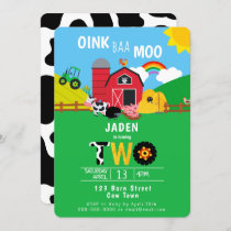 2nd Birthday Farm Barn Animals Oink Baa Moo Cute Invitation