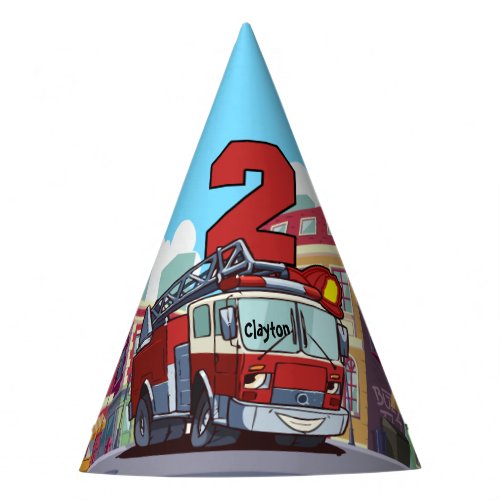 2nd Birthday Fire Truck Party Hat