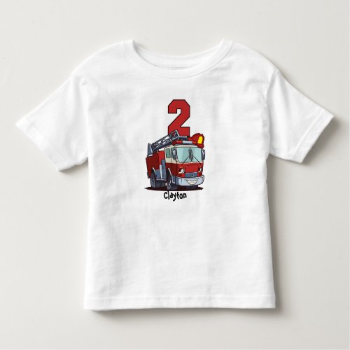 2nd Birthday Fire Truck Toddler T_shirt