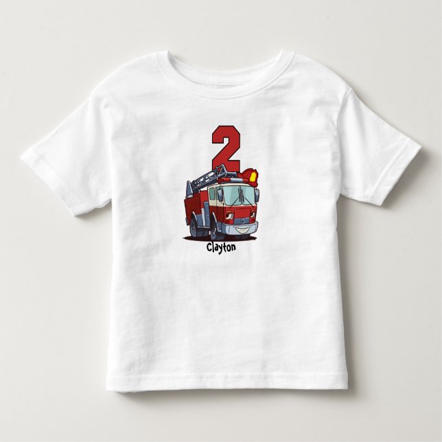 2nd Birthday Fire Truck Toddler T-shirt (Front)