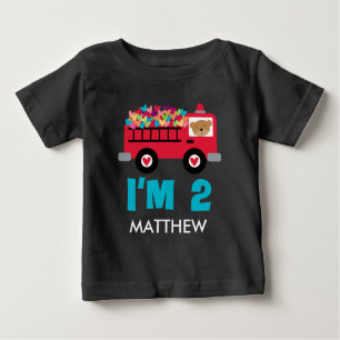 2nd Birthday Firetruck Fireman 2 Year old Shirt