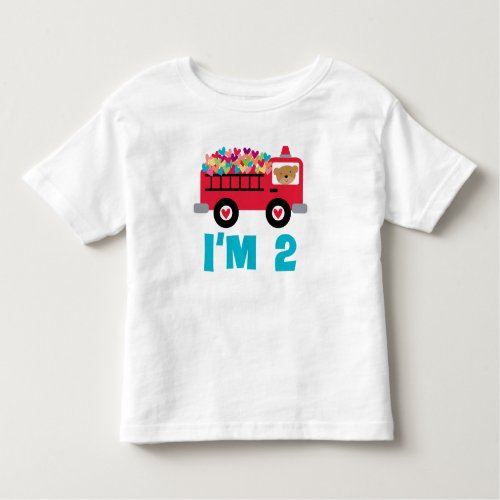 2nd Birthday Firetruck Fireman Toddler T_shirt