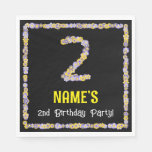 [ Thumbnail: 2nd Birthday: Floral Flowers Number, Custom Name Napkins ]
