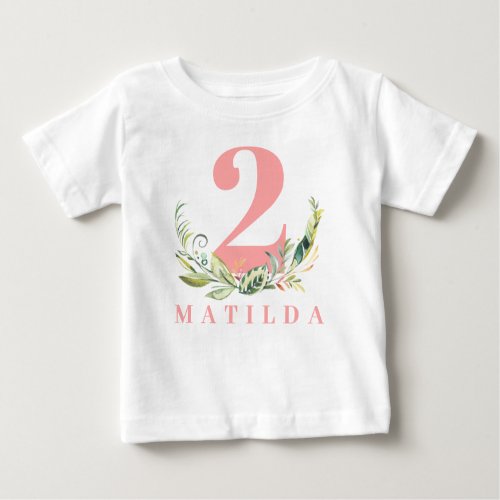 2nd birthday foliage  floral age number baby T_Shirt