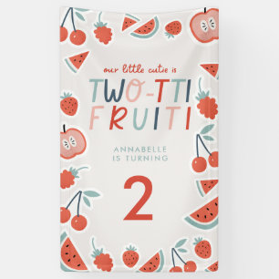 2nd birthday fruit red summer children's party banner